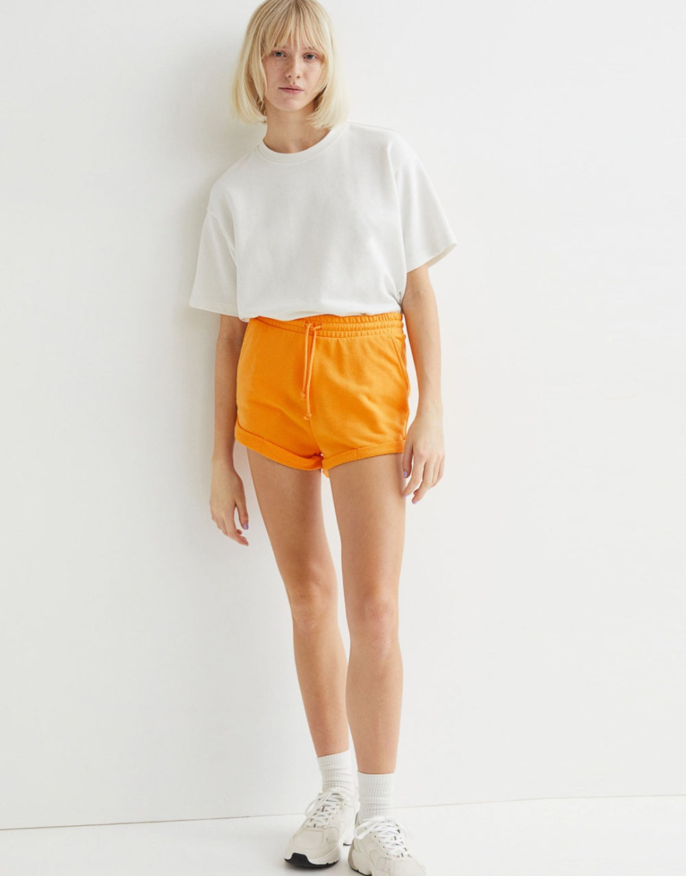 Yellow Solid Sweatshorts