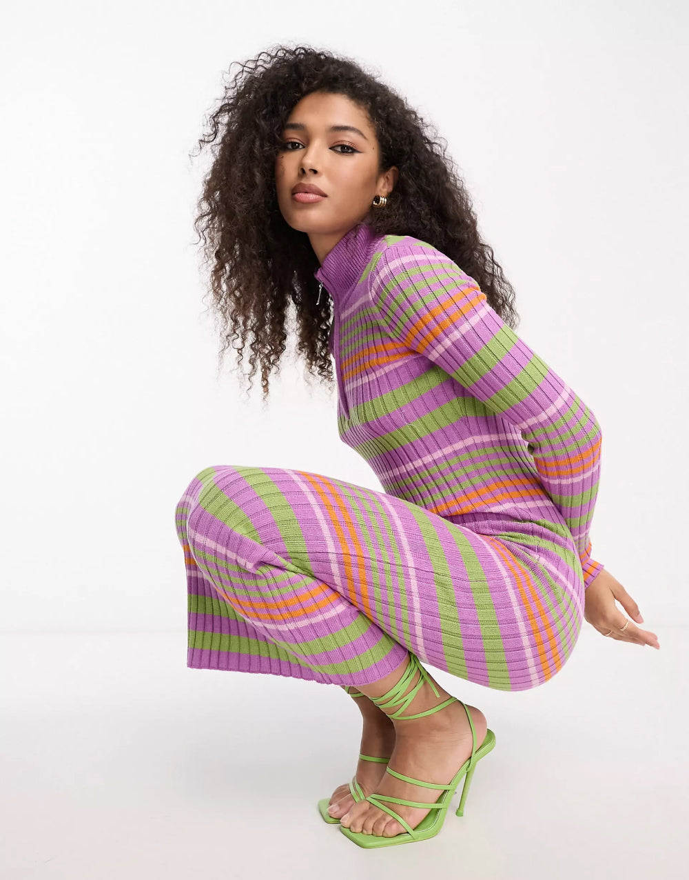 Midi dress in stripes